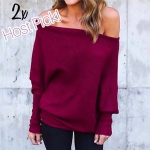 ✦🎉2xHP🎉NWT Off Shoulder Loose Pullover Sweater✦